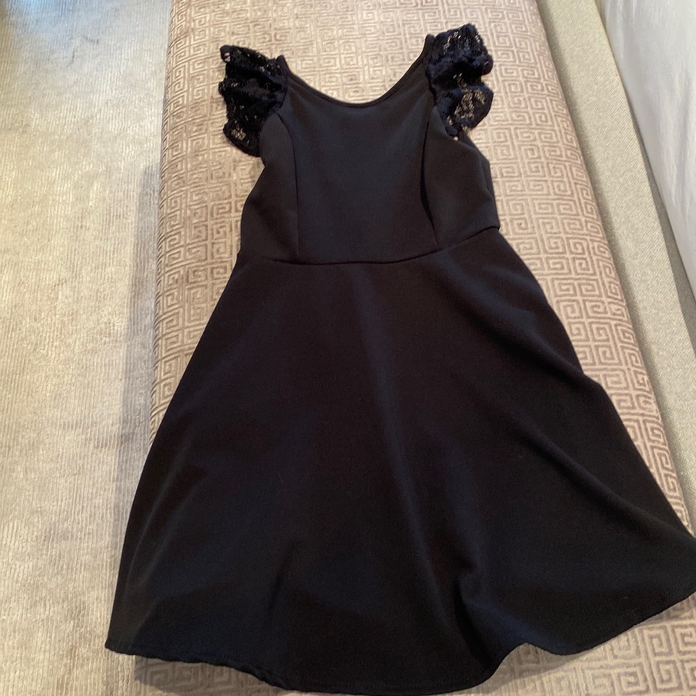 Ava & Yelly lace sleeze black skater dress size 14
